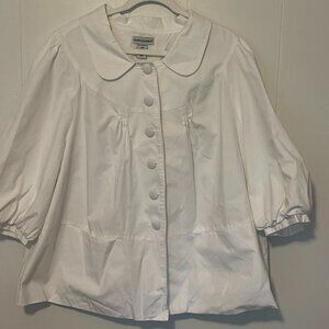 Jessica London Size 24W White Baby Doll Neck Blazer